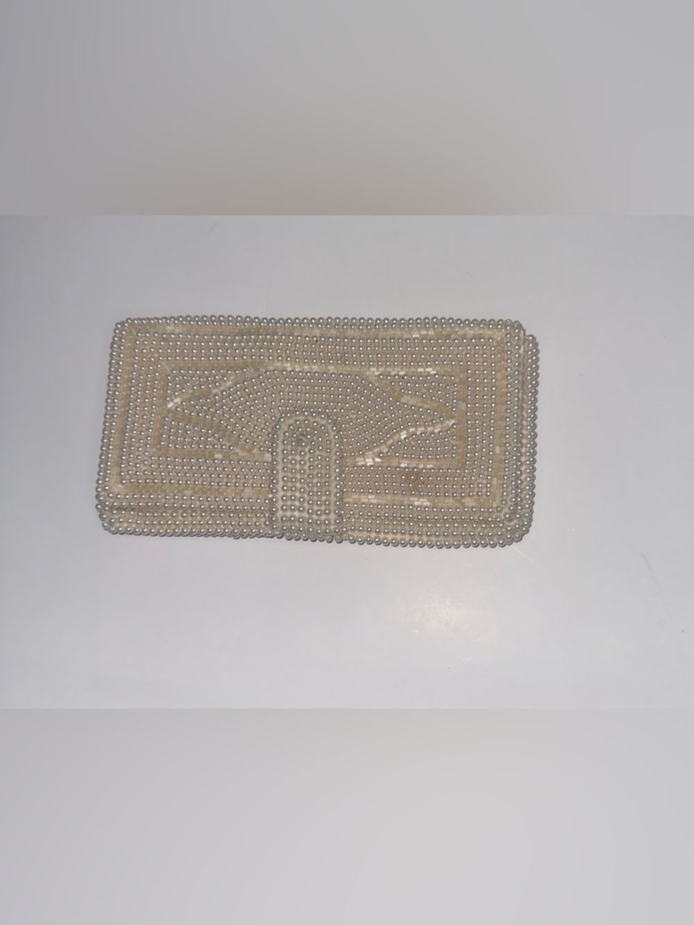 Beaded Pearl Clutch Handbag - Cream